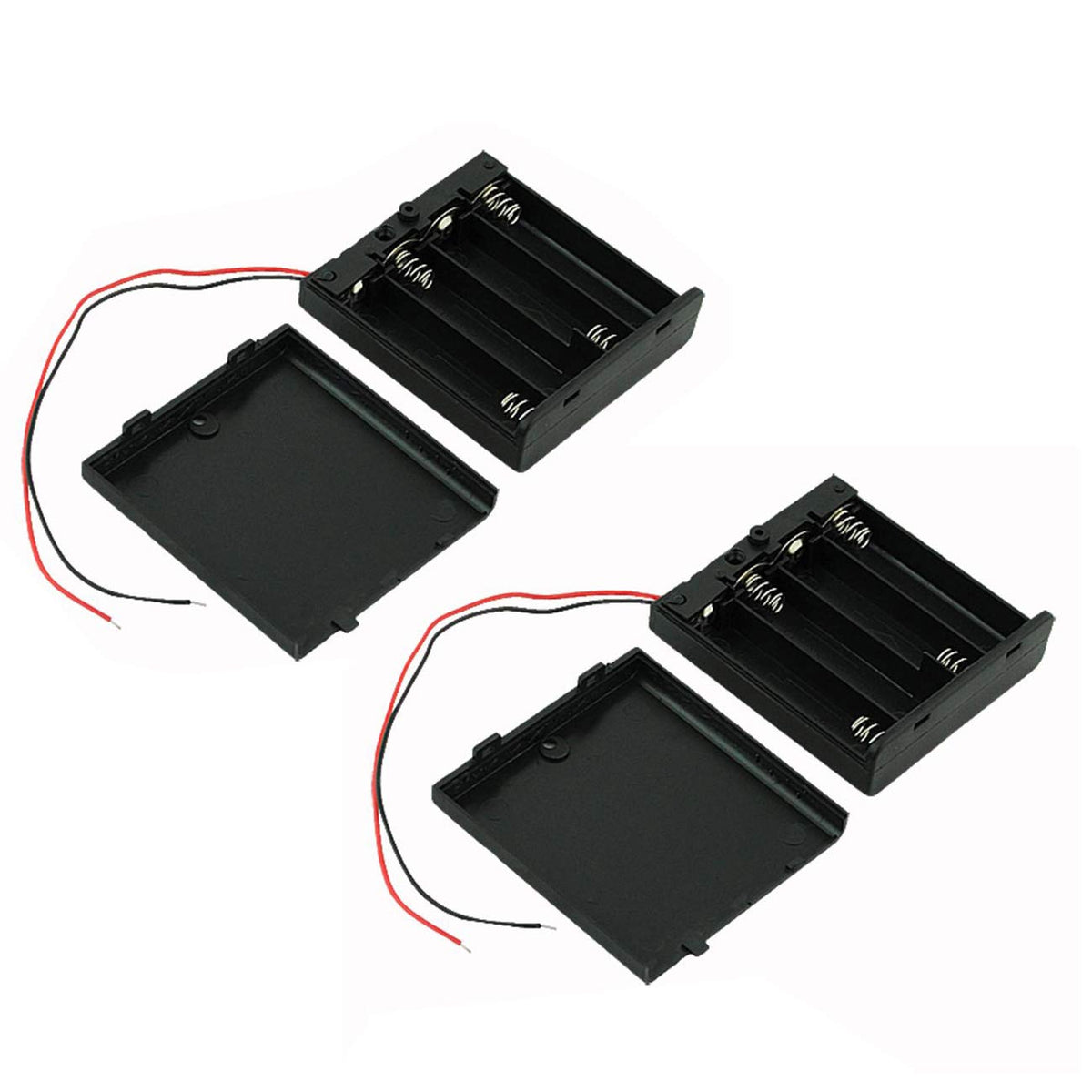 Ogrmar On/Off Switch 4 X 1.5V Aa Battery Case Holder Leads Black W Cap 2Pcs