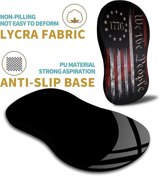 Hokafenle Ergonomic Mouse Pad Wrist Support with Massage Design Wrist Rest Pain Relief Mousepad with Memory Foam&Non-Slip PU Base Mouse Pads for Wireless Mouse & Desk (12x8 inchFlag)