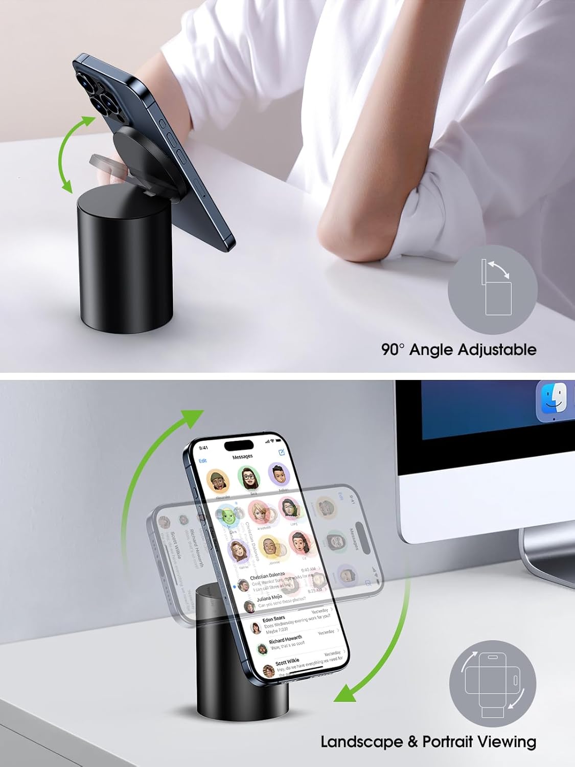 elitehood Heavy Duty Aluminum Magnetic Phone Stand, for Magsafe Stand for iPhone, Adjustable Cell Phone Holder for Desk, Computer Office Desk Accessories, Fits 4-11in iPhone, Kindle, iPads, Tablets