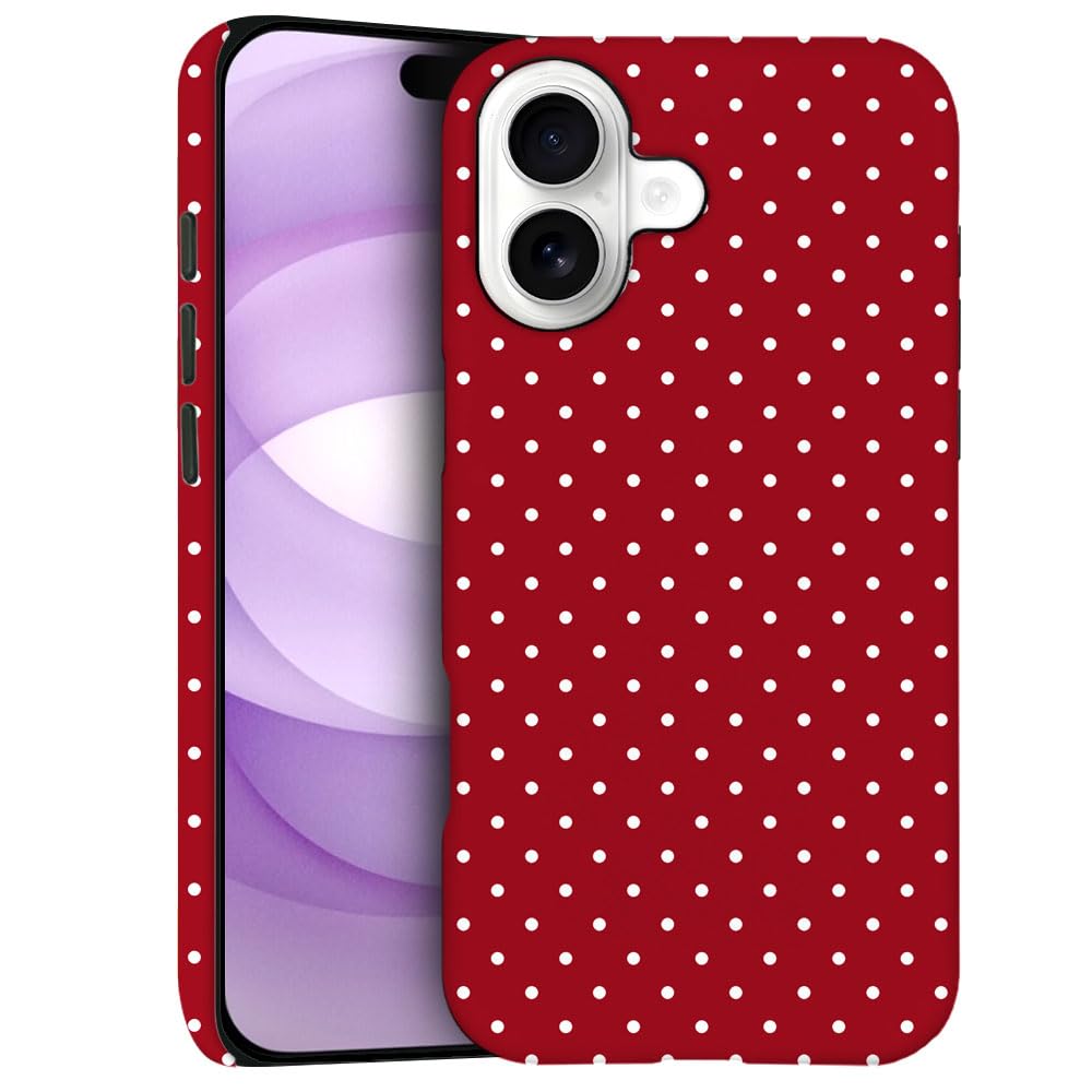 Case For Iphone 17 - Slim Fit Anti-Scratch Phone Case For Girl Women - Cherry Red Polka Dot (Frosted)