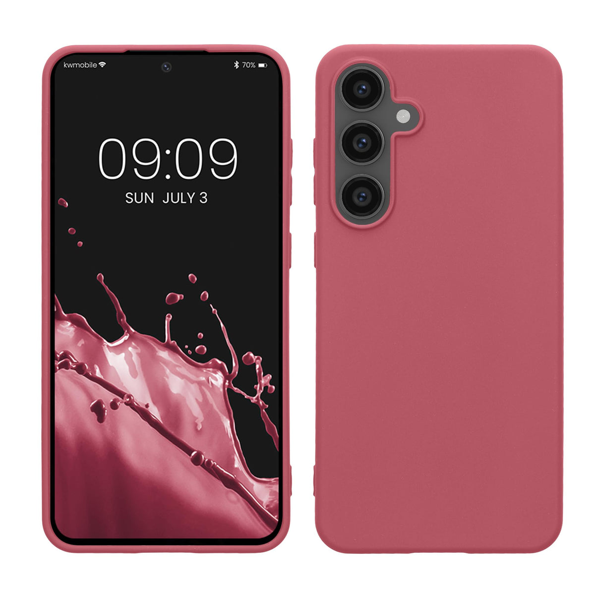 Kwmobile Case Compatible With Samsung Galaxy S24 Fe Case - Soft Slim Protective Tpu Silicone Cover - Dark Rose
