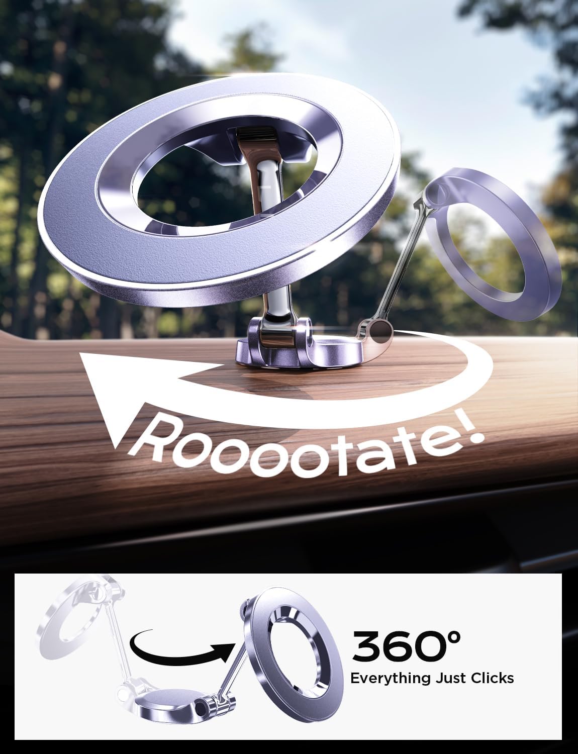 LISEN for Magsafe Car Mount, Ultra Magnetic Dashboard Phone Holder, Car Accessories for iPhone 16 Pro Max,Gifts for Men Women Him Her, Fit for iPhone16 Pro/Pro Max 15 14 13 12, Cold Brew Purple