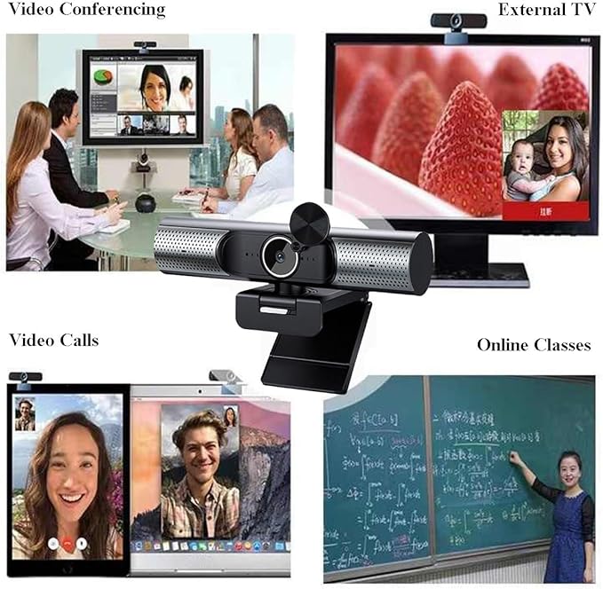 GIZNXBA Webcam with Microphone & Privacy Cover for PC/Laptop USB Computer Camera Plug & Play with Auto Light Correction Wide-Angle Lens for Streaming & Online Meetings(4k)