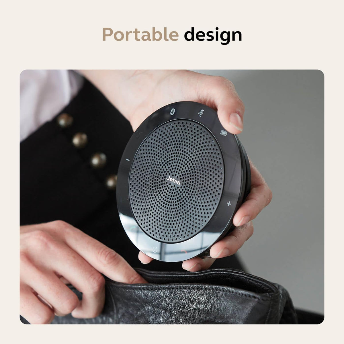 Jabra Speak 510 (2025 Edition) Portable Wireless Bluetooth Speaker with Link 370 USB Adapter for Meetings and Calls with Crystal-Clear Sound, Works with Microsoft Teams, Black