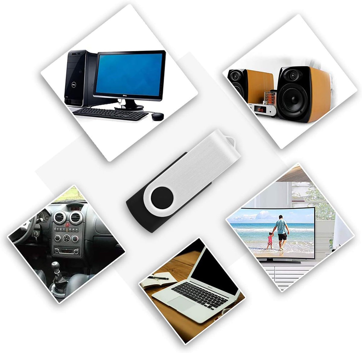 Wholesale 50 Pack 8GB Flash Drive Bulk, KOOTION Thumb Drive Flash Drives 8G Swivel Memory Stick USB 2.0, Black, 50 Pcs