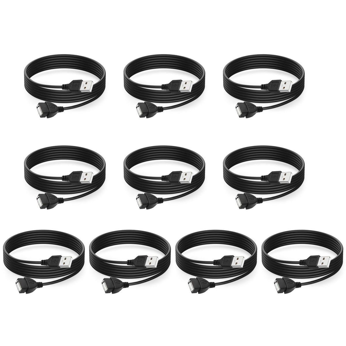 Smays Usb Extension Cable 6 Ft 10-Pack, Male To Female, Usb-A 2.0 Extender Cord Multipack