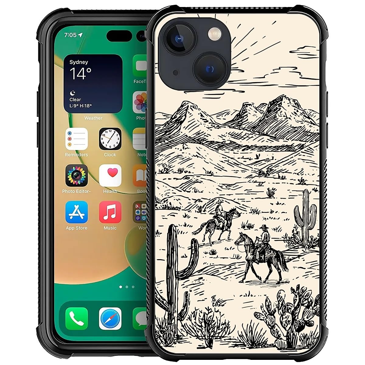 Deaorew For Iphone 14 Case | Classic Slim Cover Design | Cowboy Wild West
