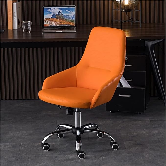 Adjustable Office Computer Chair with Armrest Leather Office Chairs for Meeting Room Furniture Home Chair Backrest Swivel Computer Gaming(Dark Gray-Golden)