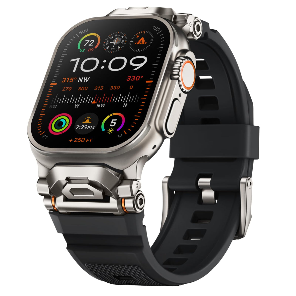 Rugged Bands Compatible For Apple Watch Ultra 3/Ultra 2/Ultra Band 49Mm 46Mm 45Mm 44Mm 42Mm, Silicone Sport Strap With Durable S