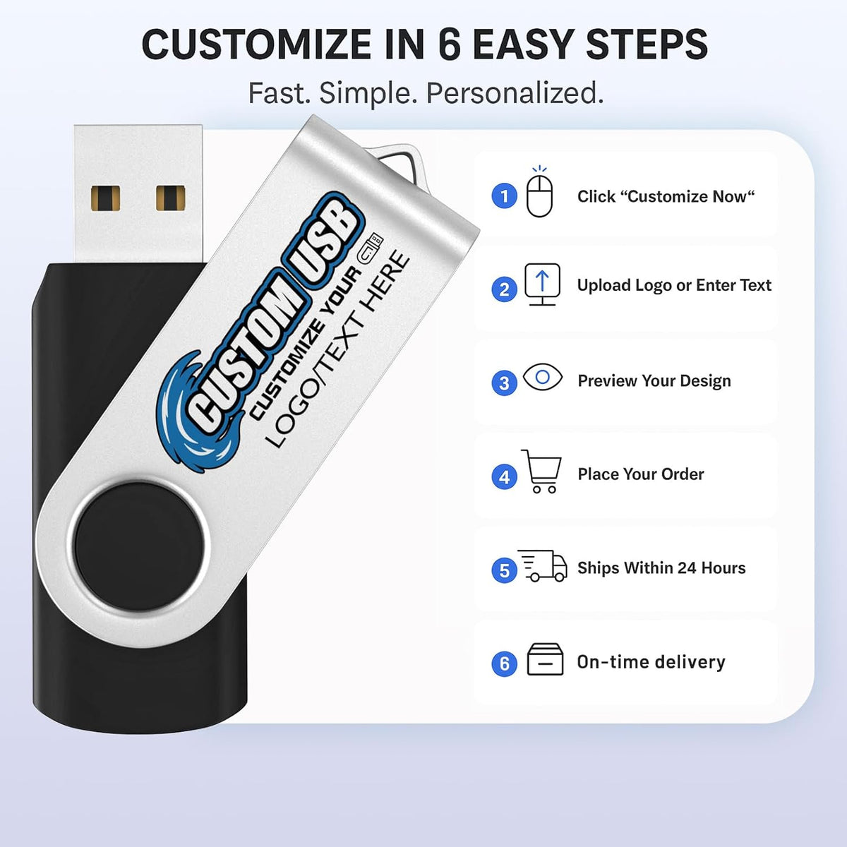 ABLAZE Custom Flash Drive 256MB 100 Pack, Personalized USB Drives Custom USB 2.0 Thumb Drives 100 Pack Memory Stick (Mixcolors)