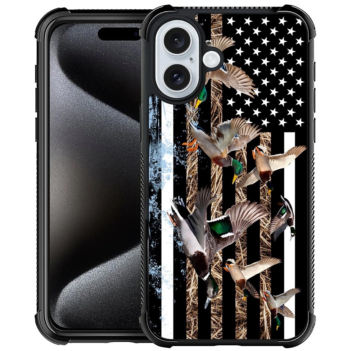 Deaorew For Iphone 16 Case | Classic Slim Cover Design | Ducks Hunting American Flag