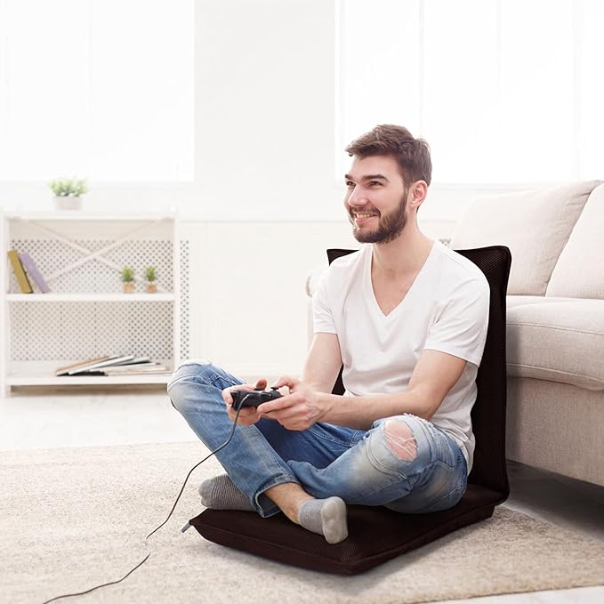 S AFSTAR Adjustable Floor Chair Set of 2 Cushioned Lounger Recliner with 6-Position Comfortable Back Support & Thick Padded Lazy Sofa Floor Gaming Chair Floor Seat for Gaming Reading Meditation