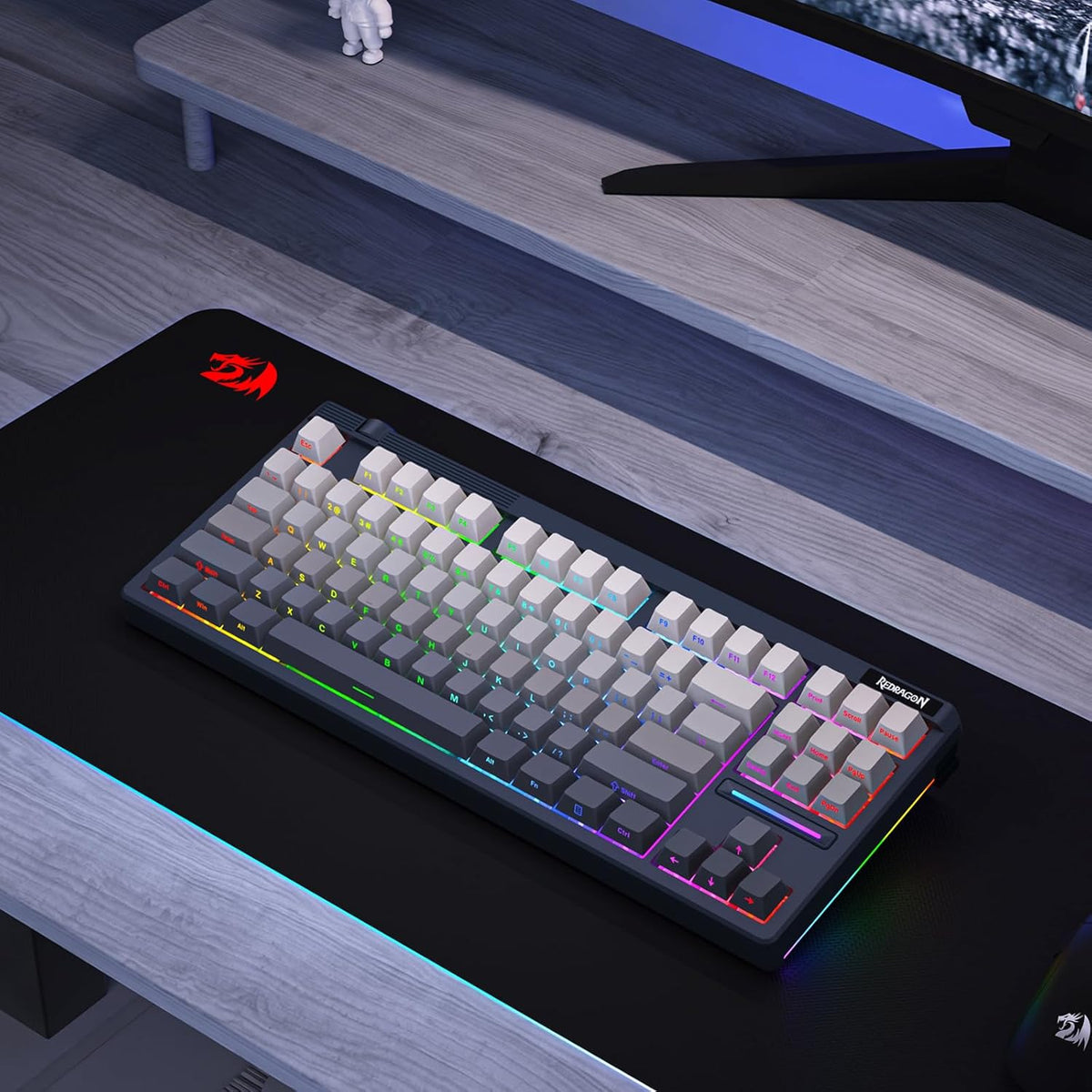 Redragon K729 PRO 80% Wireless Gasket RGB Gaming Keyboard, 3-Mode TKL Mechanical Keyboard w/Knob Control, Gradient PBT Keycaps, Hot-Swap South-Facing Socket & 5-Layer Dampener, Custom Silent Switch