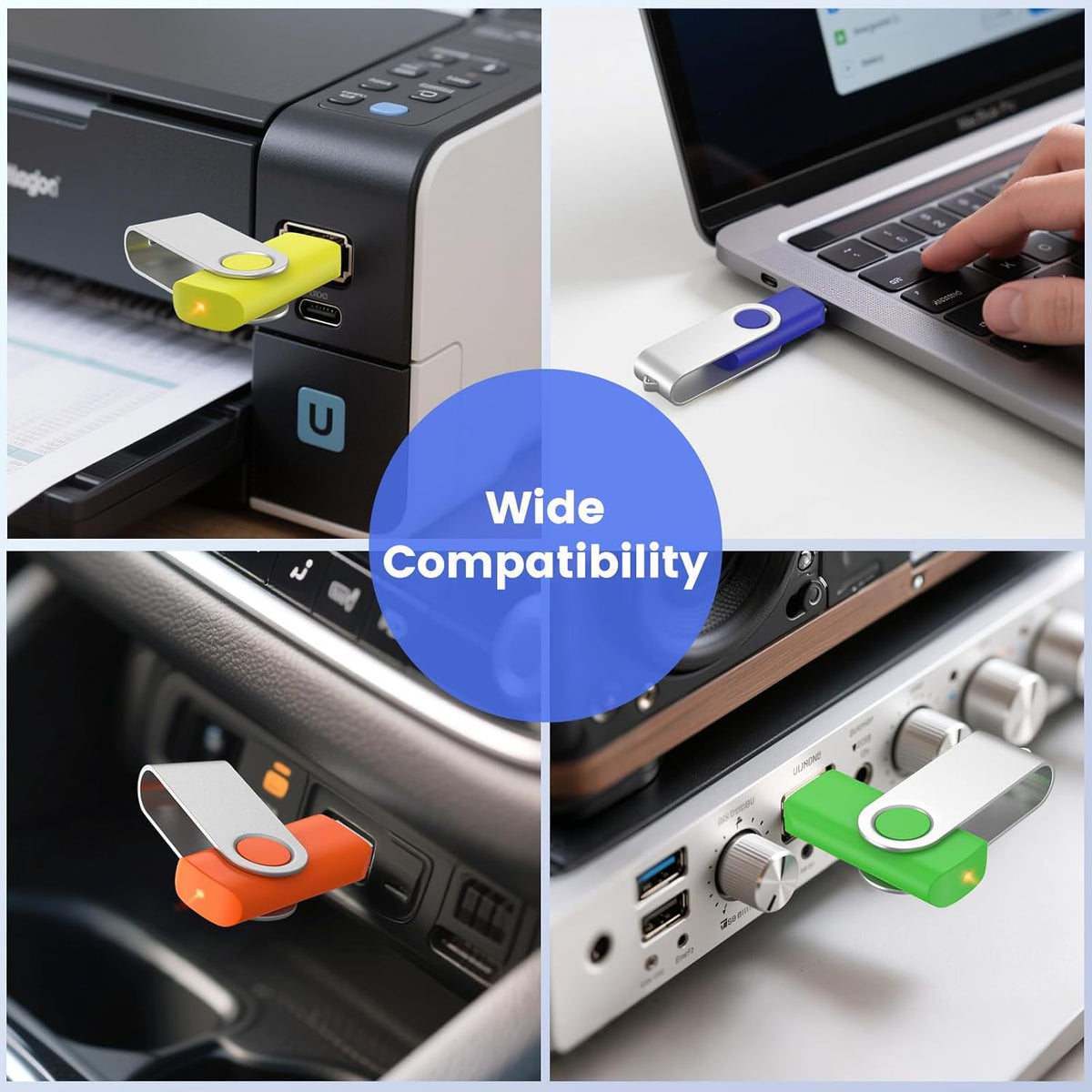 ABLAZE 1GB Flash Drives 500 Pack, USB 2.0 Thumb Drives Bulk Swivel Memory Stick Bulk USB 500 Pack Pendrives 1GB (Mixcolors)