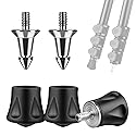 Nineigh 3 Pcs Tripod Feet Rubber Universal Anti-Slip 1/4" Rubber Foot & Stainless Steel Tripod Spike Feet for Universal Aluminum Tripod Leg