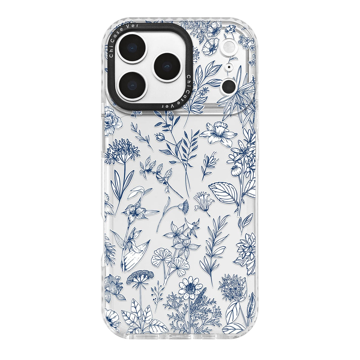Chicasever For Iphone 17 Pro Case, Aesthetic Blue White Wildflower Floral Botanical Pattern, Elegant Tpu Compatible With Magsafe