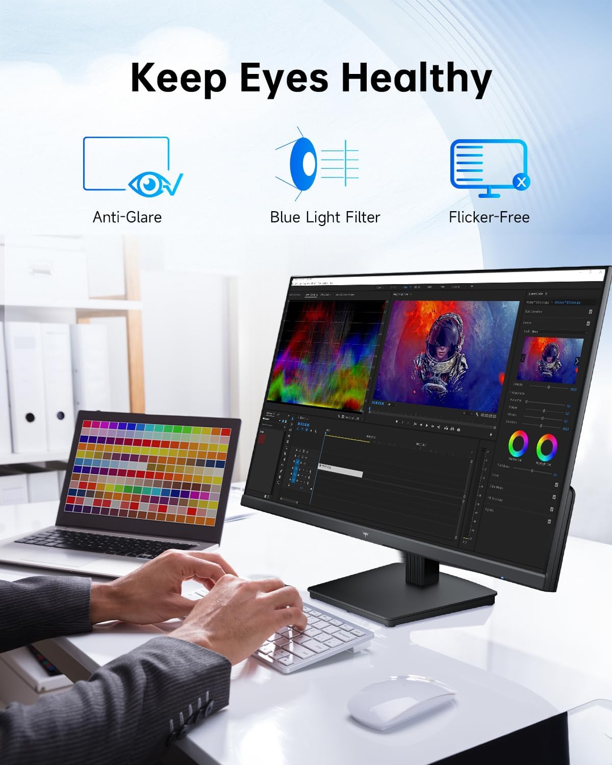 KTC 27 Inch Computer Monitor - QHD (2560 x 1440) Display, Up to 120Hz Monitor, IPS Panel, 123% sRGB, HDMI 2.0 x 2 & DP 1.4 x1, Adaptive Sync, Eye-Friendly Screen PC Monitors for Work Gaming, H27D9