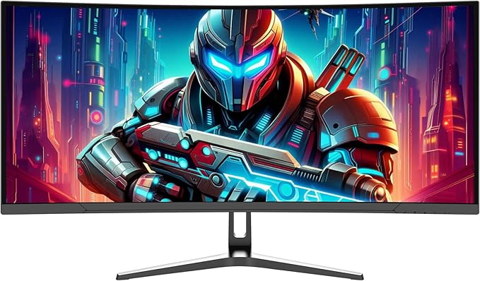 34 Inch Ultrawide Curved Gaming Monitor - WQHD 3440x1440p 165Hz 120% sRGB FreeSync VESA Mountable (DP&HDMI Cable Incl.) - Immersive PC Monitor for Gamers & Professionals Black