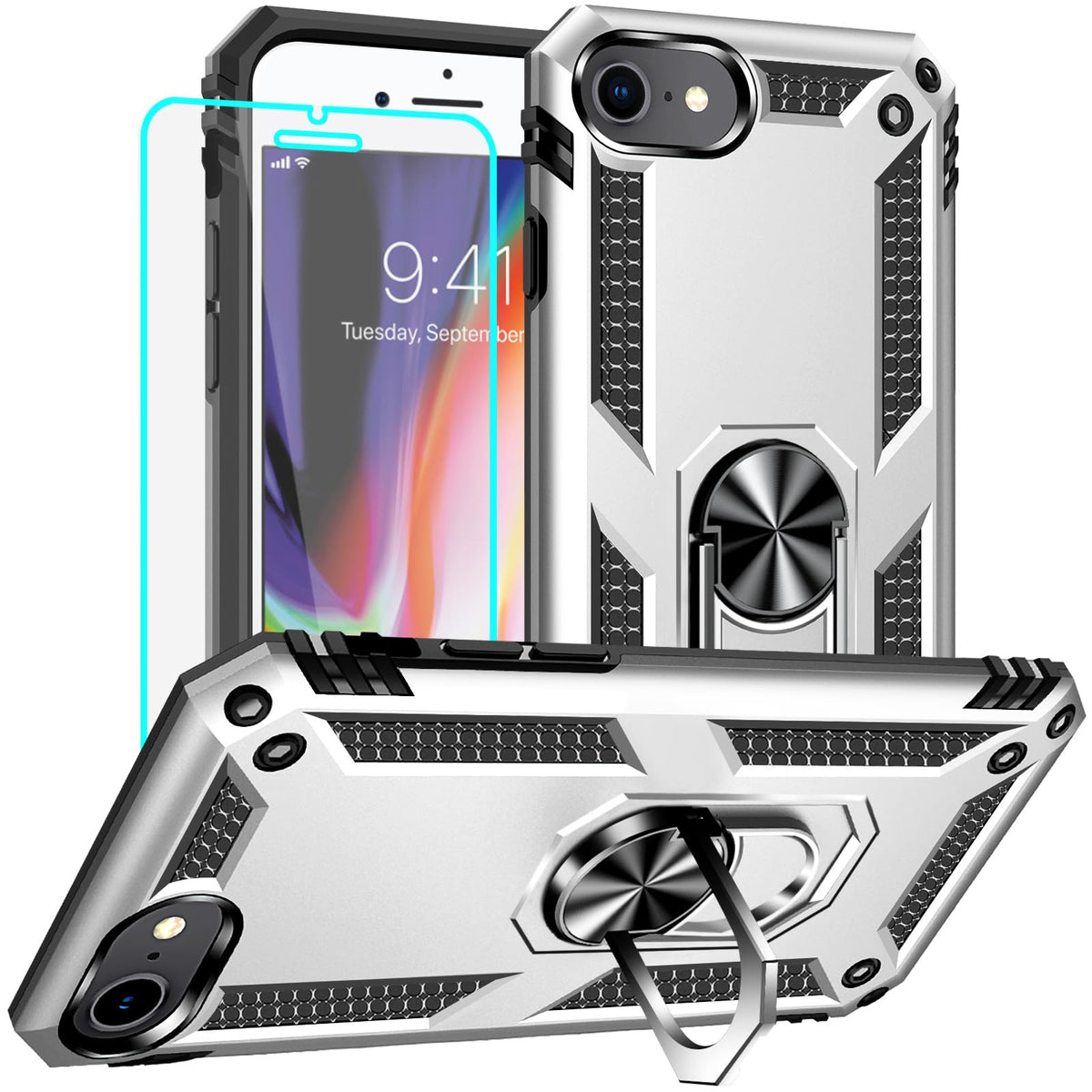 Yiakeng For Iphone 8 Case, Iphone 7 Case, Iphone Se 2020/2022 Case With Screen Protector, Military Grade Protective Cases With R