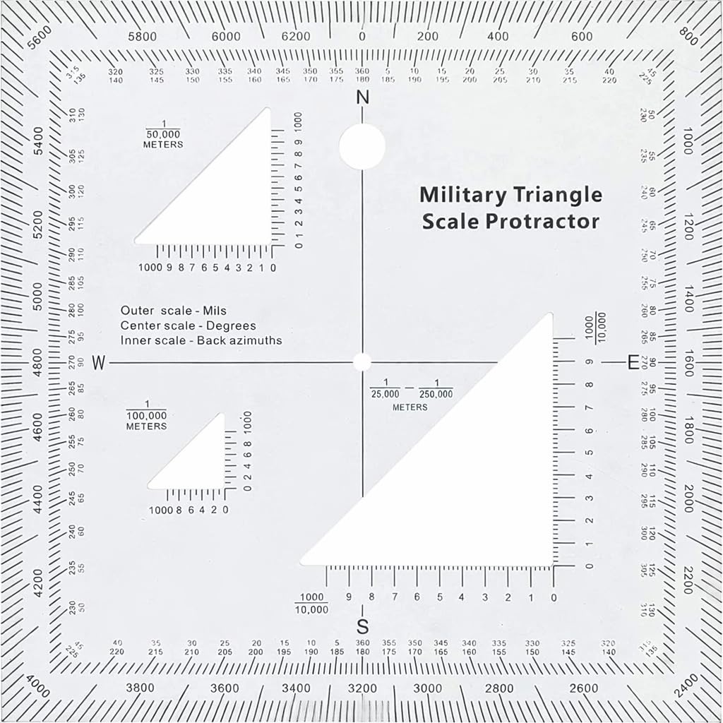 Gotical Military Utm/Mgrs Coordinate Scale Map Reading And Land Navigation Topographical Map Scale, Protractor And Grid Coordina