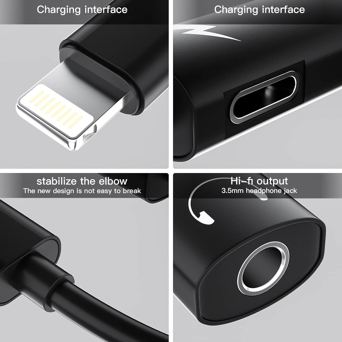 Lightning to 3.5mm Adapter for iPhone, 2in1 Dongle AUX Cord Converter for Apple MFi Certified 13/12/11 Pro Max