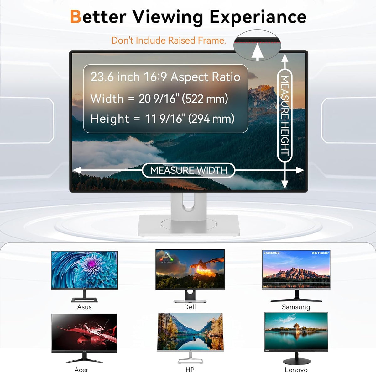 23.6 Inch Computer Privacy Screen Filter for 16:9 Aspect Ratio Widescreen Monitor - Anti Glare Blue Light Filter, Removable Computer Monitor Privacy Shield, Anti-Scratch Screen Protector Film 23.6 in
