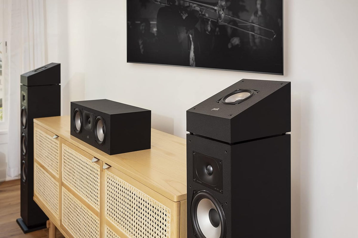 Polk Monitor XT90 Hi-Res Height Speaker Pair for 3D Sound Effect - Dolby Atmos-Certified, DTS:X and DTS Virtual:X Compatible 4" Dynamically Balanced Woofer, Midnight Black