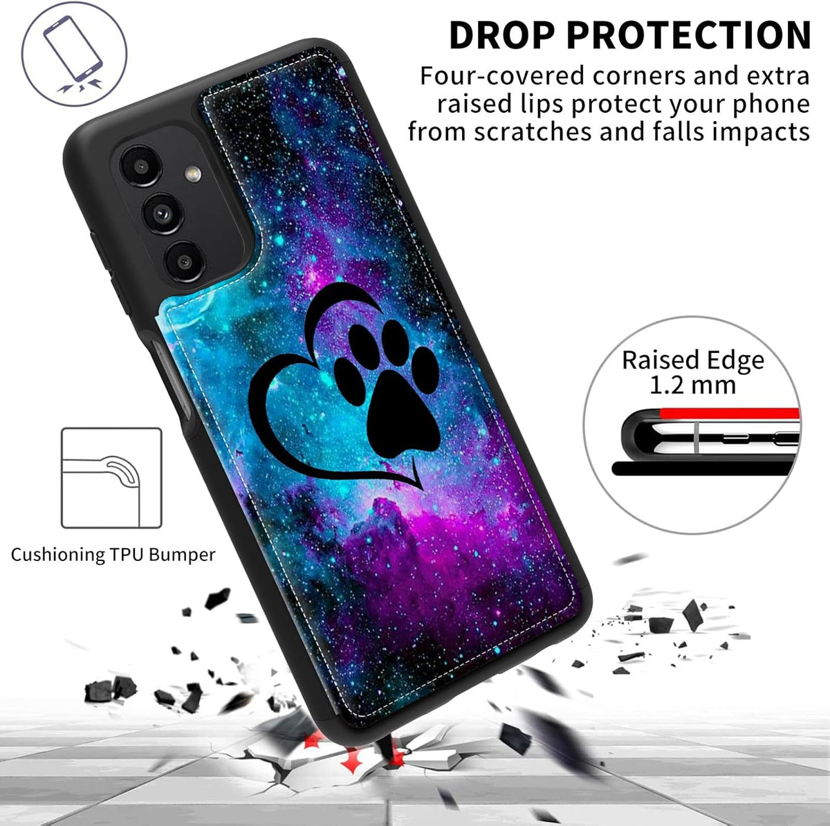 Wallet Phone Case for Samsung Galaxy A13 5G, Card Holder with Kickstand, Dog Pawprint Love PU Leather Cover