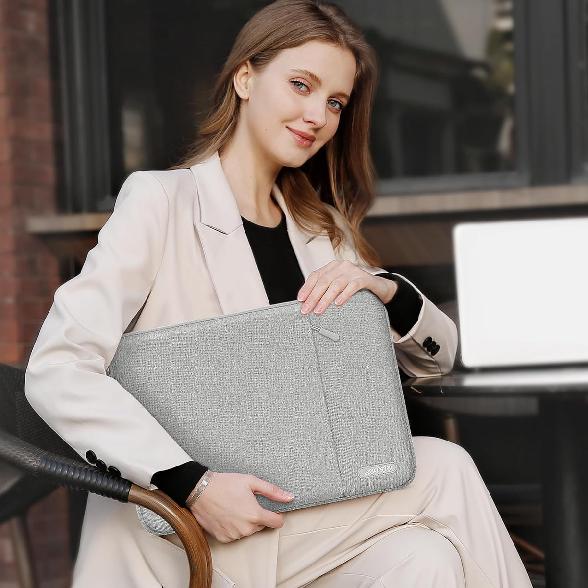 MOSISO Laptop Case 13.3 inch, 13-13.3 inch Laptop Sleeve Compatible with MacBook Air/Pro 13 / Pro 14, HP Dell ASUS Lenovo Notebook, Polyester Vertical Computer Sleeve Bag with Pocket, Gray