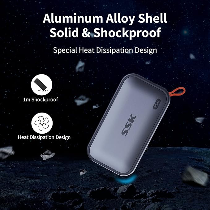 SSK External SSD 250GB USB C SSD External Solid State Drives up to 1050MB/s Portable SSD USB 3.2 Gen2 for iPhone 15/Pro Windows Mac Android Phones and Tablets