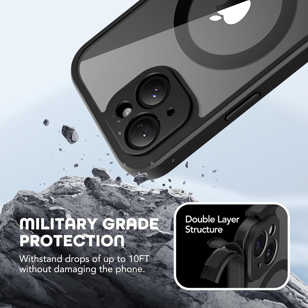 Magnetic for iPhone 15 Plus Case, Compatible with MagSafe, Built-in Privacy Screen Protector and Camera Protection, Anti Spy Full Body Dustproof Shockproof Hard Phone Case 6.7", Black