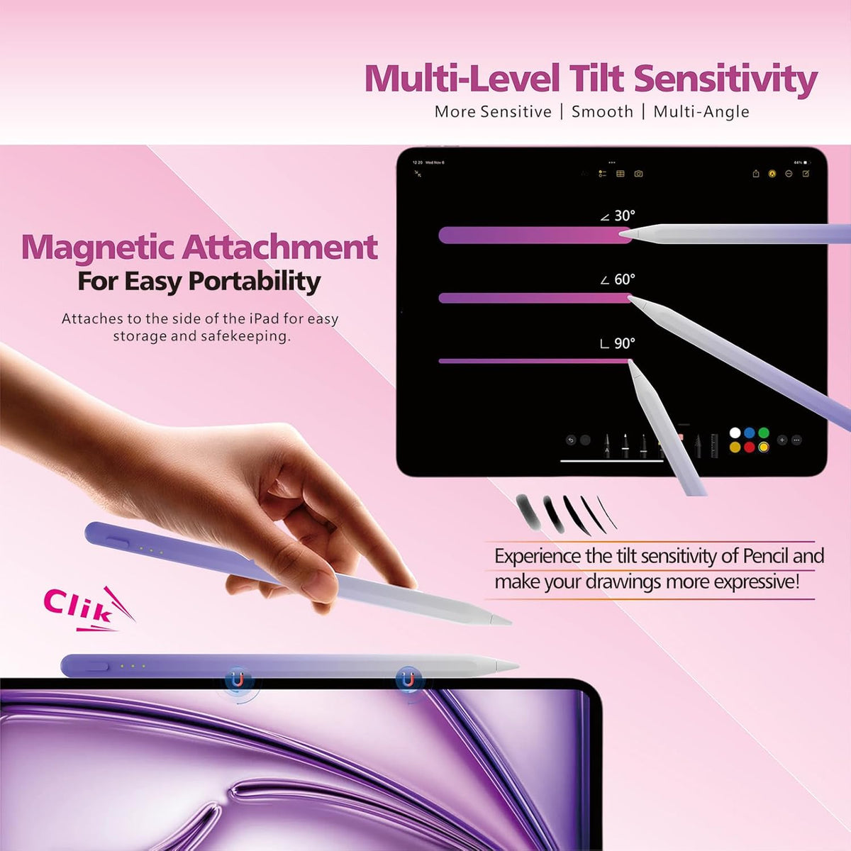Stylus Pen for iPad,14Mins Fast Charge for Apple Pencil,Palm Rejection,Tilt Sensitivity, Pen for iPad11/10/9/8/7/6, Pro 12.9"/11"/13" M4, Mini 6/5, Air 5/4/3/11"-13" M2/M3 with Polishing Cloth