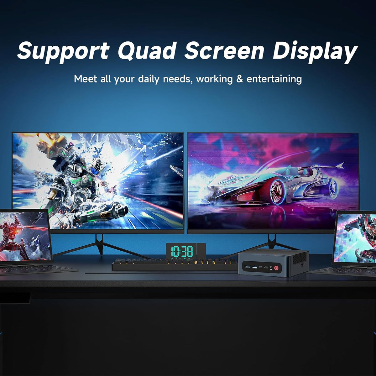 Reatan A8 Mini PC AMD Ryzen 7 8745H 32GB RAM DDR5 1TB SSD (3 Year After-Sale Support) 8C/16T,up to 8K Quad-Screen Displays, WiFi 6E, OCuLink Mini Computers for Gaming Home Theater Office Business