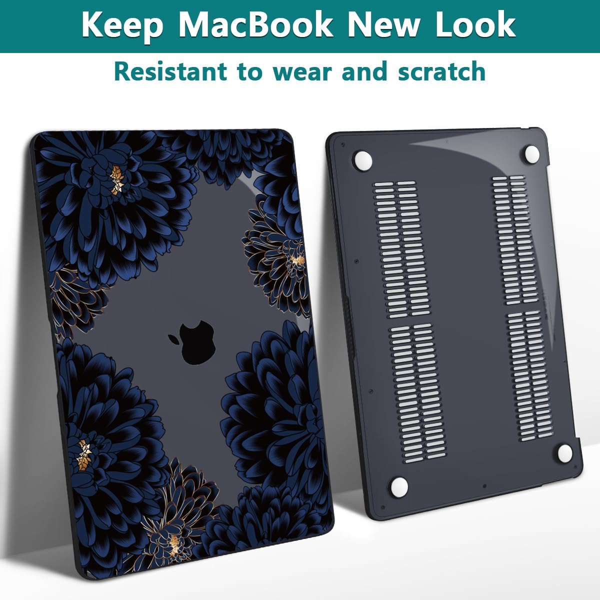 Teryeefi for MacBook Pro 13 inch Case Release 2016-2022, Fits Model A2338 A2251 A2289 A2159 A1989 A1708 A1706, Design Pattern Slim Cover+Keyboard Cover for 13 inch MacBook Pro M2 M1, Chrysanthemums