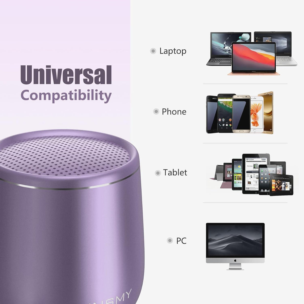 INSMY C17-MAX, Waterproof Small Bluetooth Speaker, Rich Audio, Pairing, Portable, Handheld, Purple