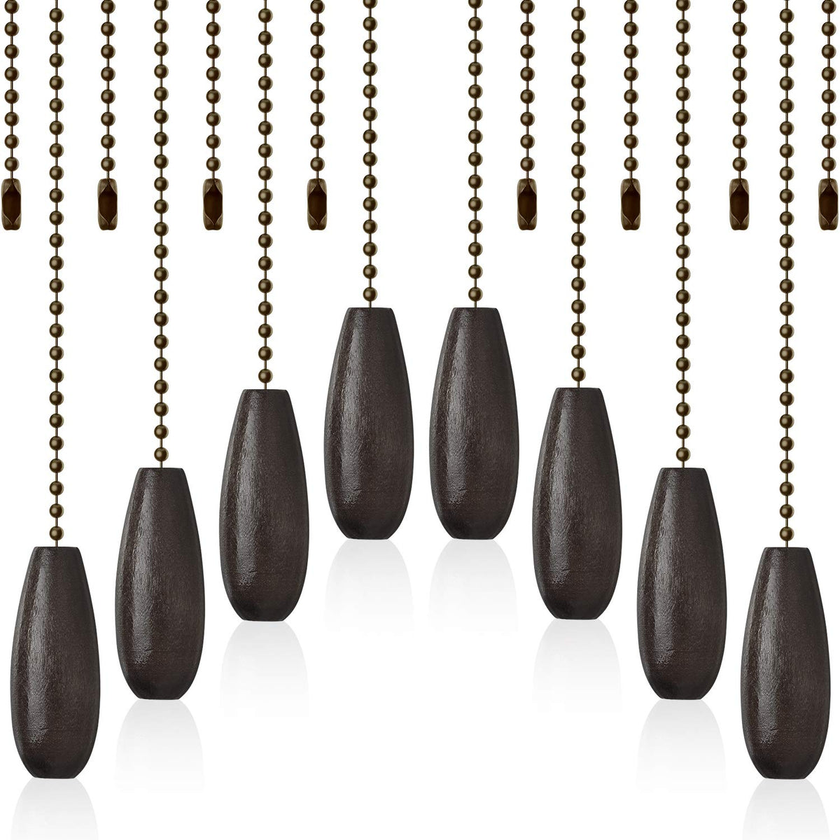 8 Pieces Ceiling Fan Pull Chains Extender Wooden Pendant Pull Chain Extension for Ceiling Light Lamp Fan(Coffee)