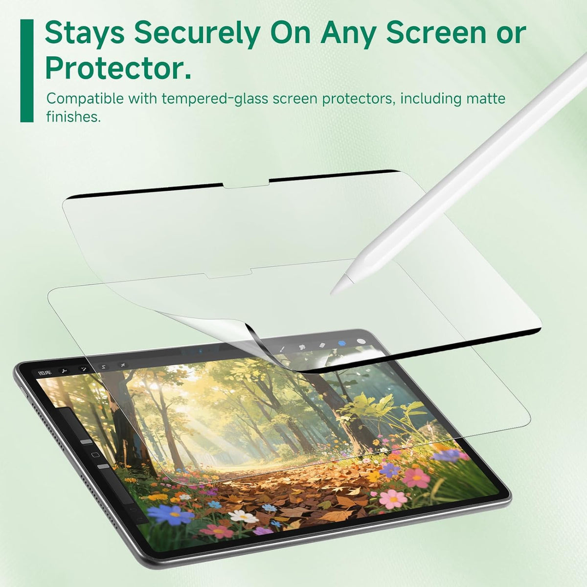 Nano-Suction Paper Feel Screen Protector for iPad Pro 13 Inch M4 2024, Removable, Reusable, Write as Real Paper, Anti Glare, Stable, Matte Finish