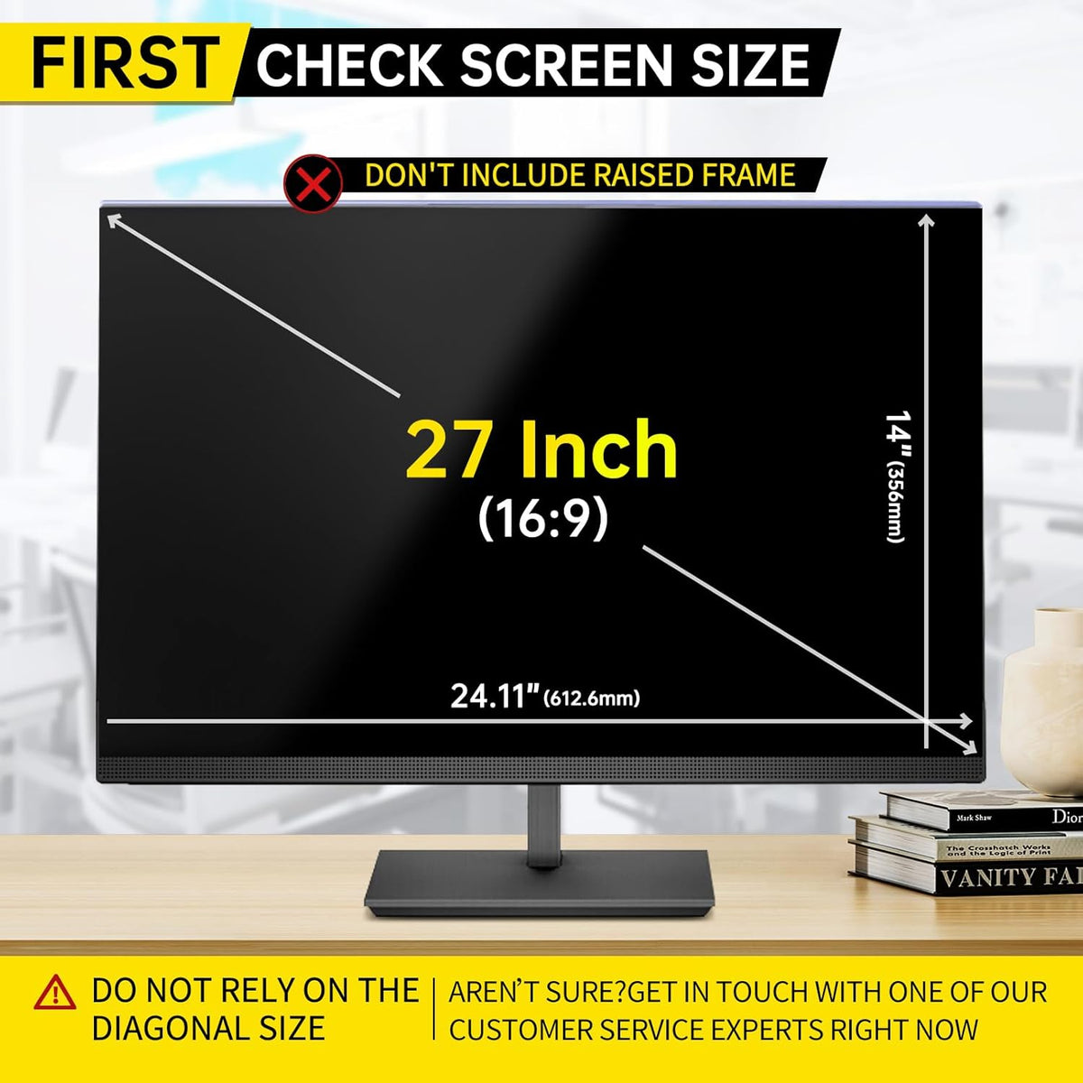 27 Inch Computer Privacy Screen for 16:9 Computer Monitor, Anti-Blue Light Monitor Privacy Screen Filter, Anti-UV Computer Screen Privacy Shield, Hanging Type