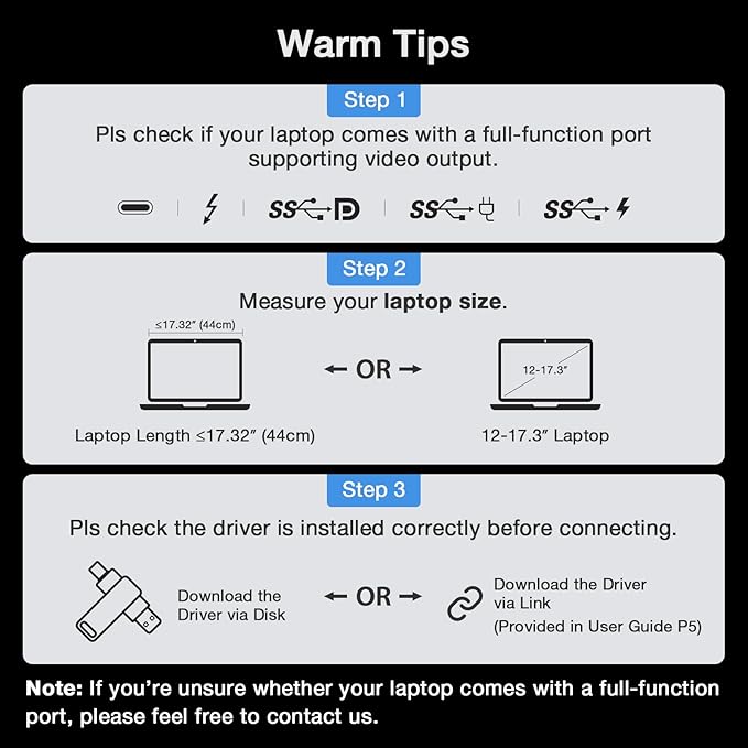 KYY 15.6 Laptop Screen Extender 1080P FHD IPS Portable Monitor One Cable USB-C Triple Monitor Dual Travel Screen for 12-17'' Laptops 360° Rotation & KickstandX90D (Driver Need)