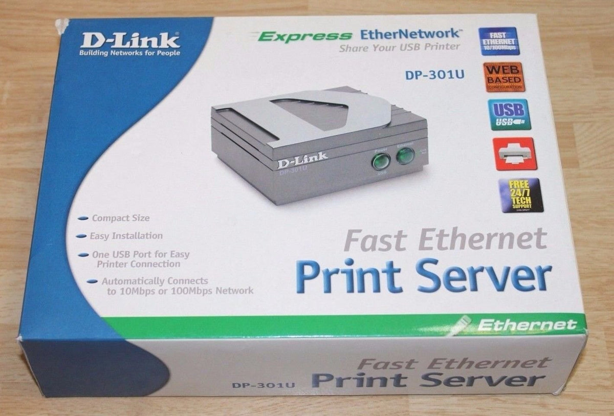 D-Link DP-301U 10/100TX 1-USB Port Print Server