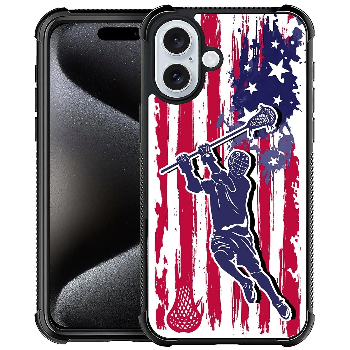 Deaorew For Iphone 16 Plus Case | Classic Slim Cover Design | Lacrosse American Flag
