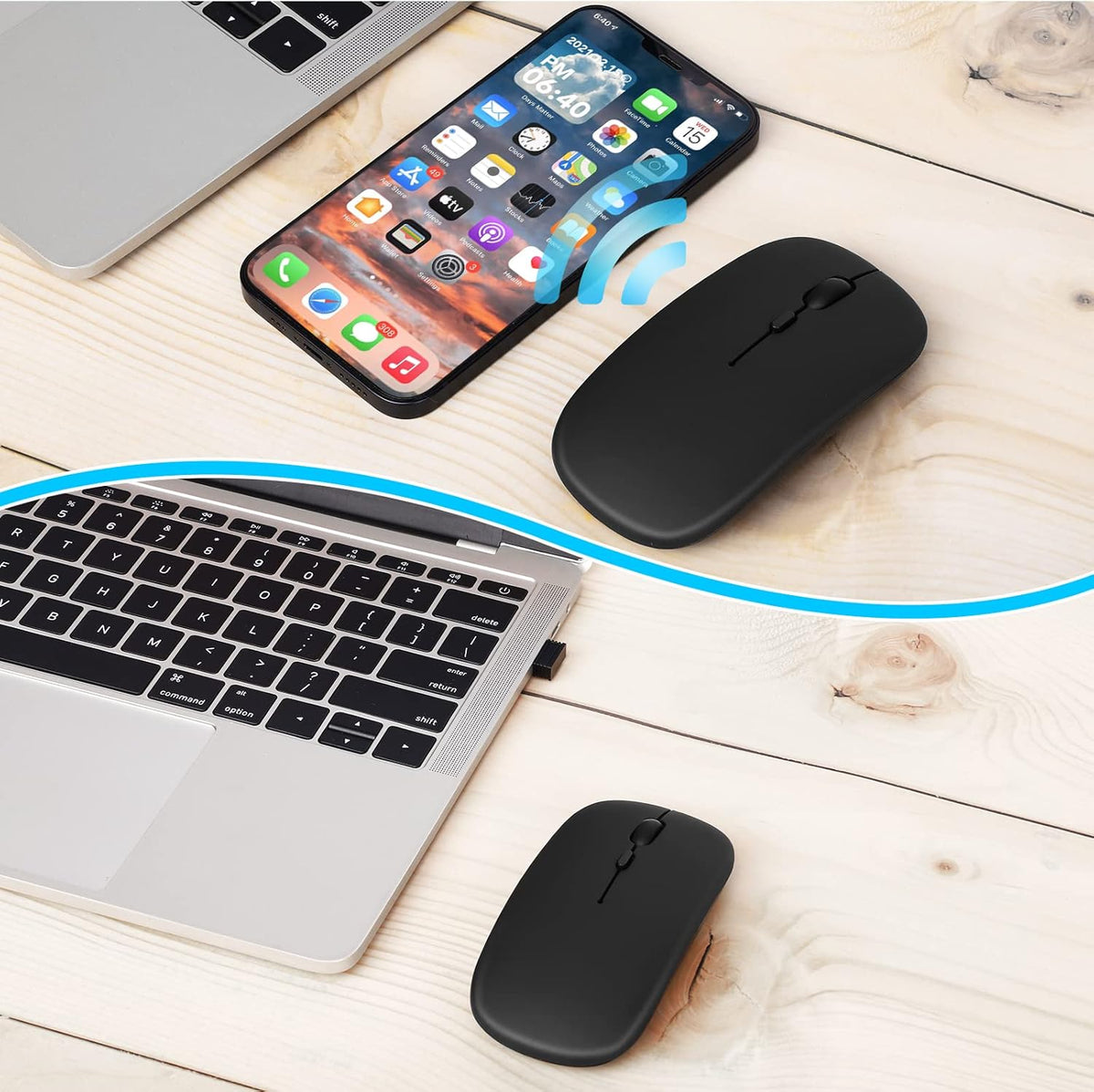 Bluetooth Mouse, Rechargeable Wireless Mouse for Samsung Galaxy S22, S23 Ultra, S24, Designed for Laptop, PC, Mac, iPad