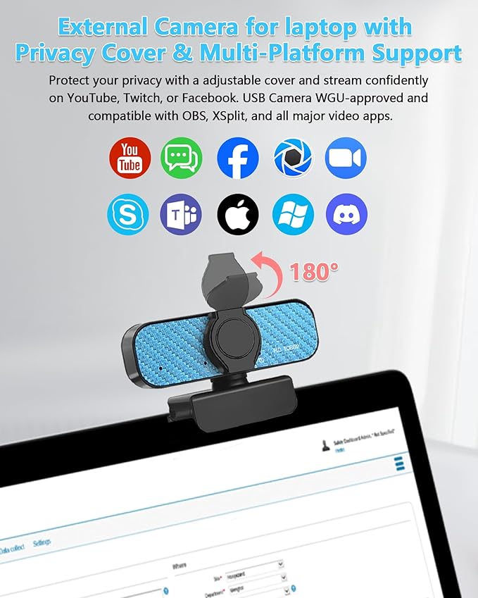 Webcam 1080P for Online Learners: Lag-Free Video & Built-in Mic for Zoom Class | Portable Design Fixed Focus USB Camera