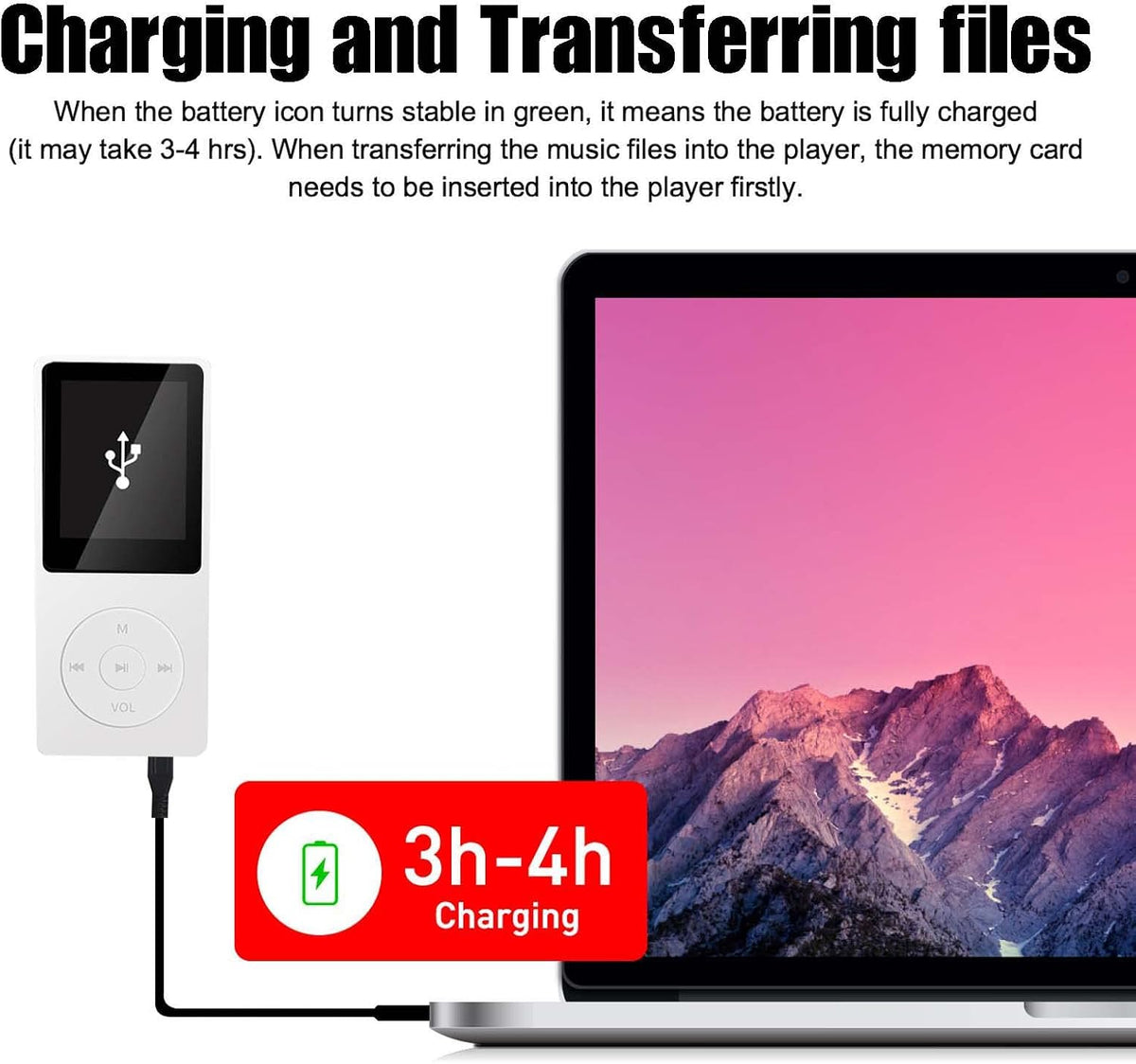 imkavery 128GB MP3 5.2, Player with Bluetooth Portable White Music Player for Kids with Built-in HD Speaker, FM Radio