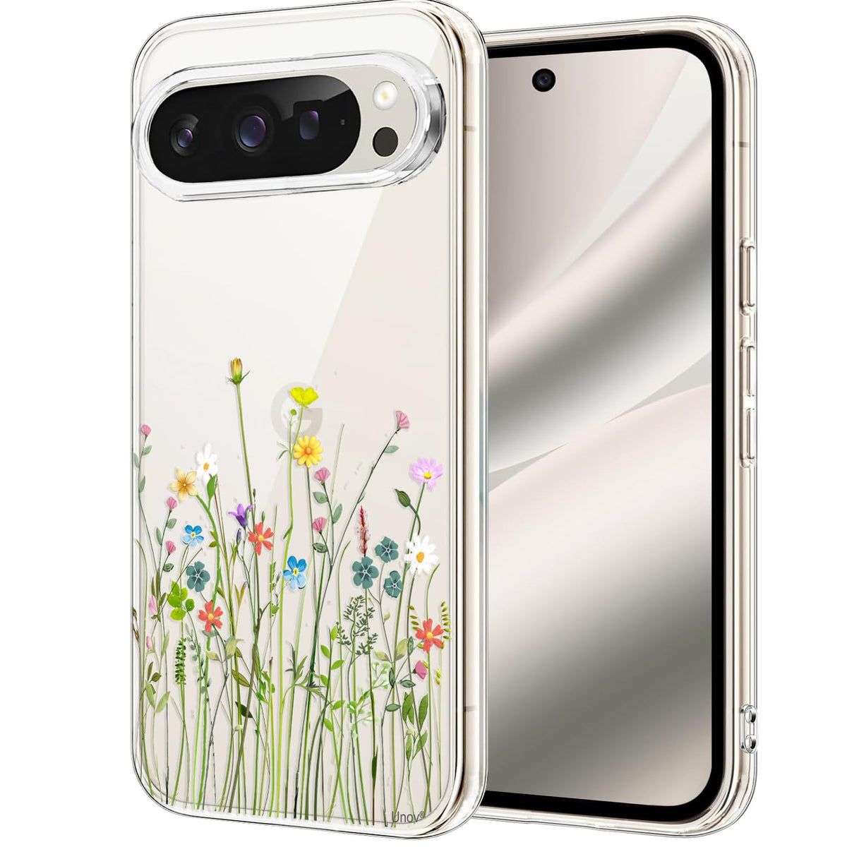 Unov For Pixel 10 Case Pixel 10 Pro Case, Clear With Design, Slim Fit Good Grip, Embossed Phone Case, Shockproof Protective Cove