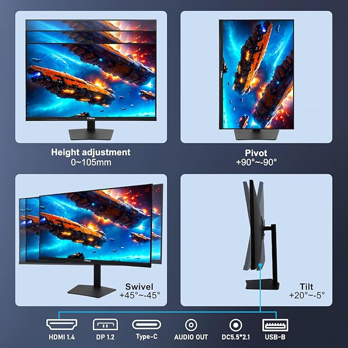 22 Inch Touchscreen Monitor IPS FHD 1080P Touch PC Display 75Hz LED Backlit Multi-Touch Monitor VESA HDMI & VGA & USB Computer Touch Screen for Gaming Business Warehouse Bar Gym