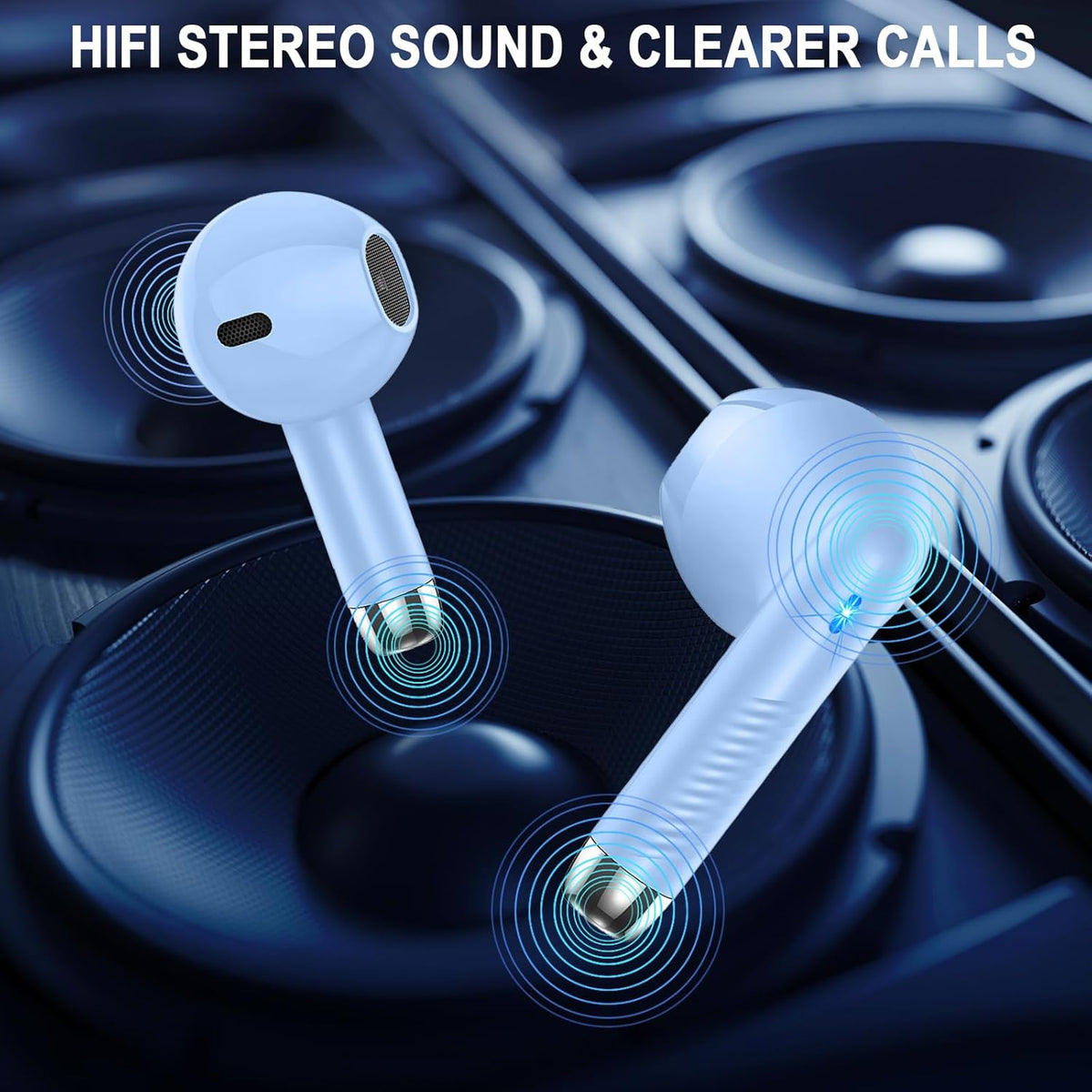 Wireless Earbuds, Bluetooth 5.3 Ear Buds LED Power Display Headphones Bass Stereo, Bluetooth Earbuds in-Ear Noise Cancelling Mic, 40H Playback Mini Case IP7 Waterproof Sports Earphones for Android iOS