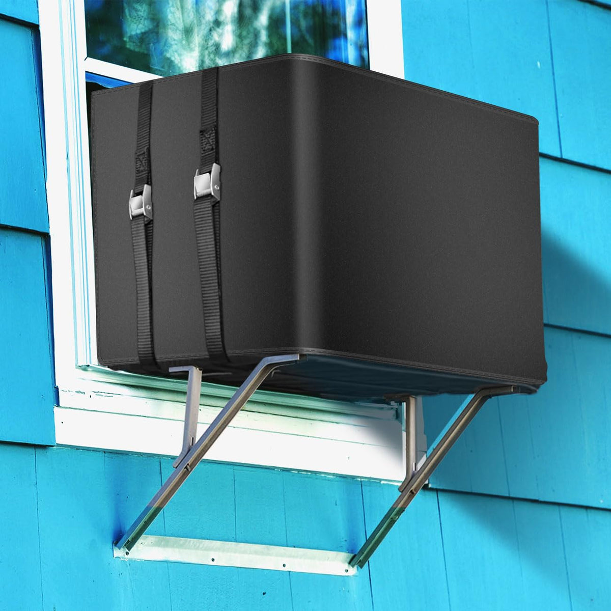 Waterproof Insulated Outdoor Air Conditioner Cover for Outside Window AC Unit, 27.5x 18.5x 22.5 Inches (Wx Hx D)- Black