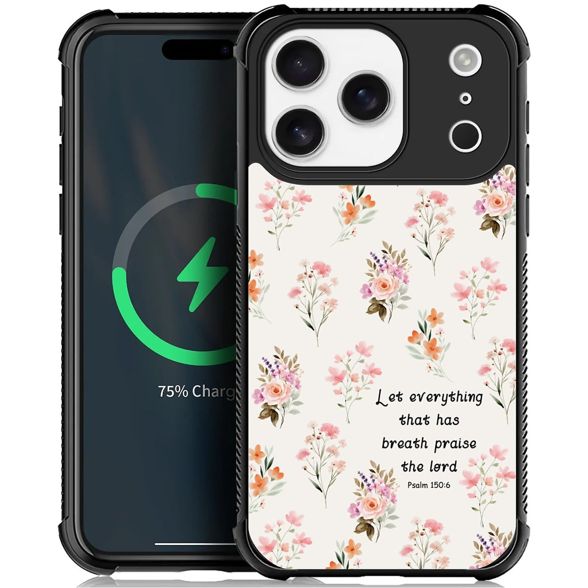 Deaorew For Iphone 17 Pro Case | Compatible With Magsafe | Classic Slim Cover Design | Flowers Bible Scripture