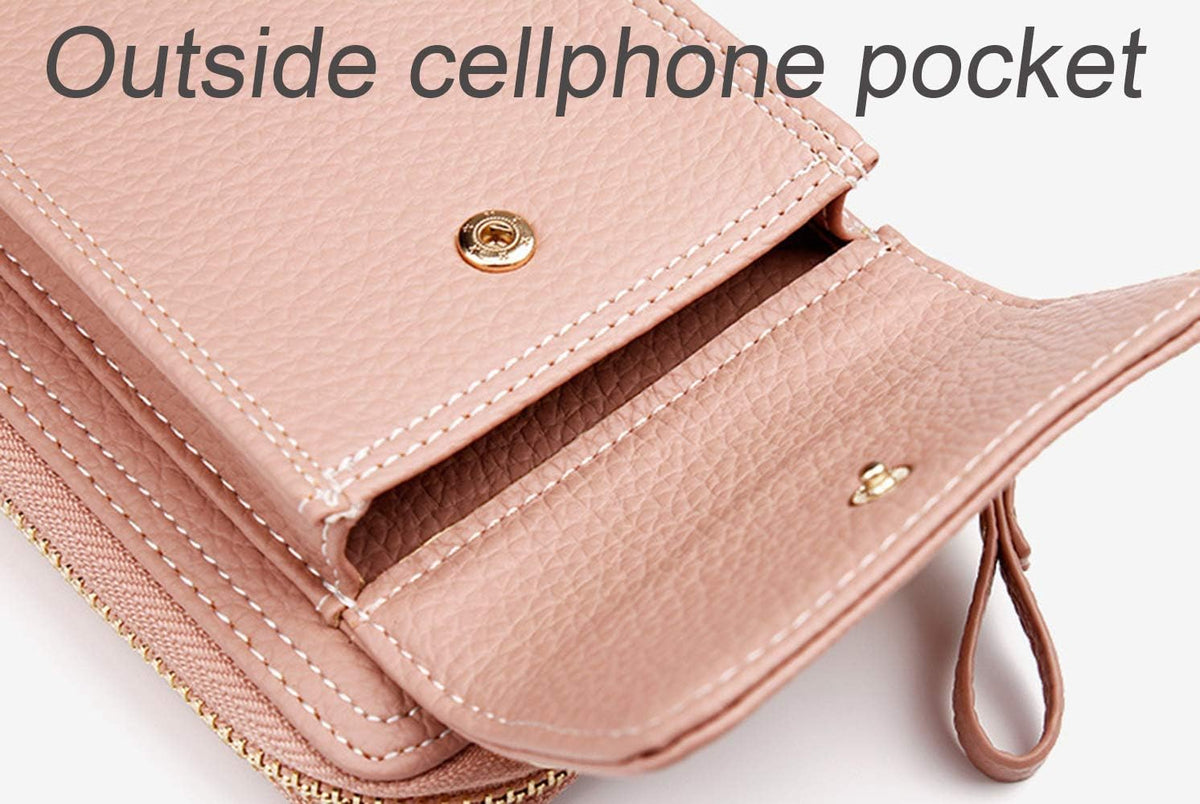 Women Crossbody Cell Phone Bag, Small Leather Travel Wallet Case with RFID Card Slots for iPhone and Samsung